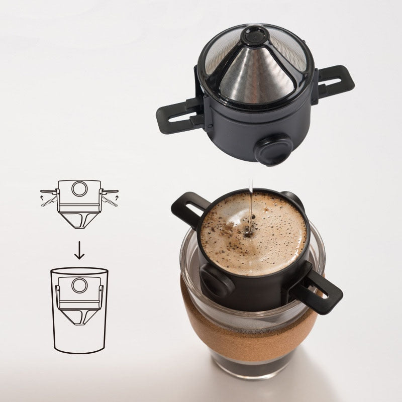 Mini Cafeteira reutilizável, gotejamento filtro de café, gotejador, dobrável, portátil, sem papel, cafeteira para escritório, casa, viagem, acampamento.