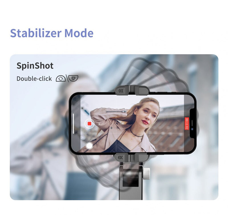 Estabilizador Gimbal Tripé para iPhone, Rotação 360, Selfie Stick, Modo Tiro, Smartphone, Fotografia ao Vivo.